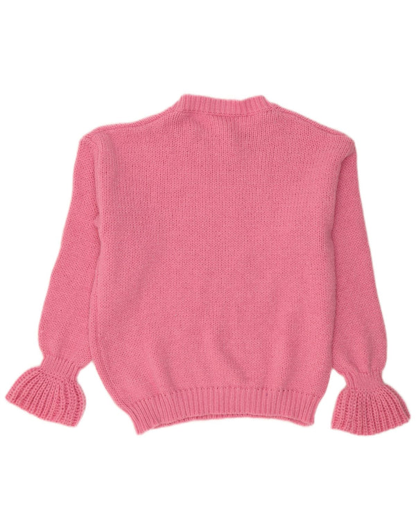 VINTAGE Womens Oversized Boat Neck Jumper Sweater UK 16 Large Pink