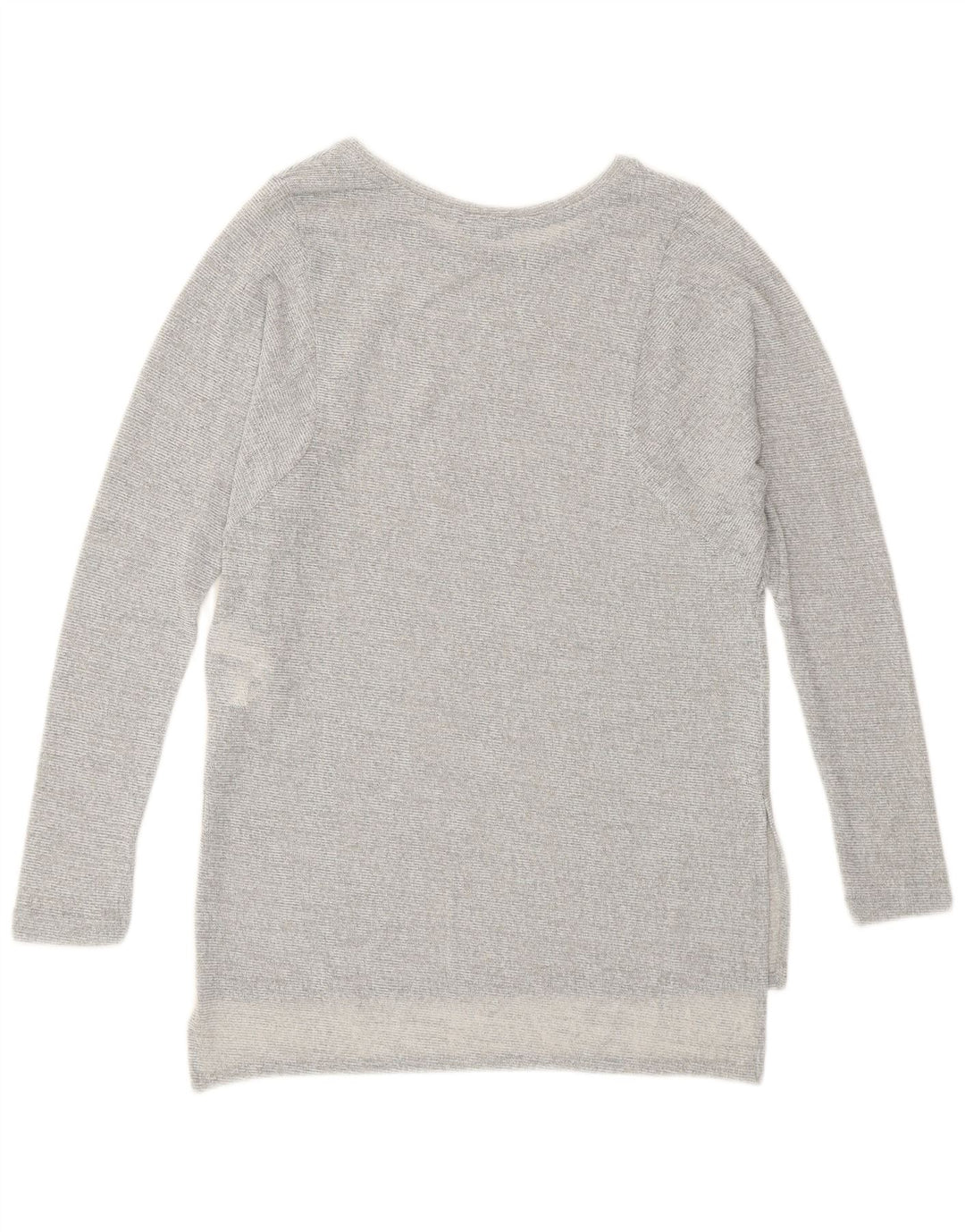 Zara Womens Longline Top Long Sleeve UK 10 Small Grey Flecked Polyester
