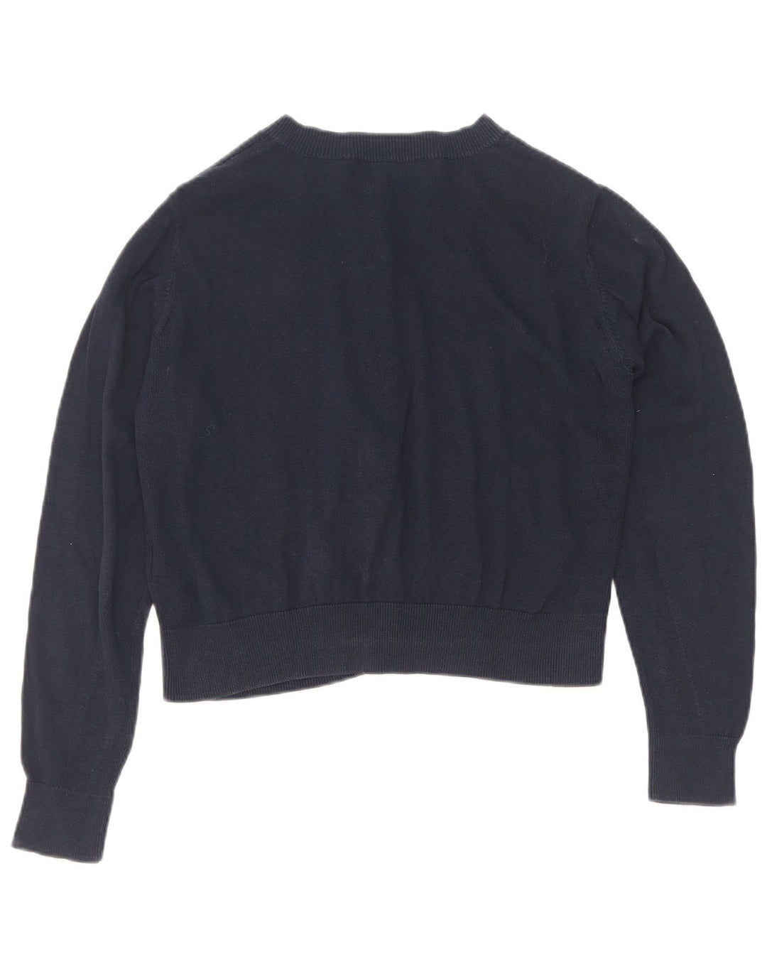 Marks & Spencer Womens Crop Cardigan Sweater UK 12 Medium Navy Blue Cotton