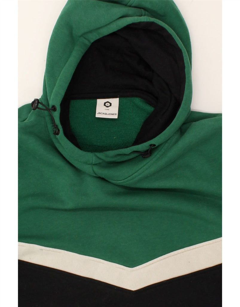 JACK & JONES Mens Hoodie Jumper XL Green Colourblock Polyester | Vintage Jack & Jones | Thrift | Second-Hand Jack & Jones | Used Clothing | Messina Hembry 