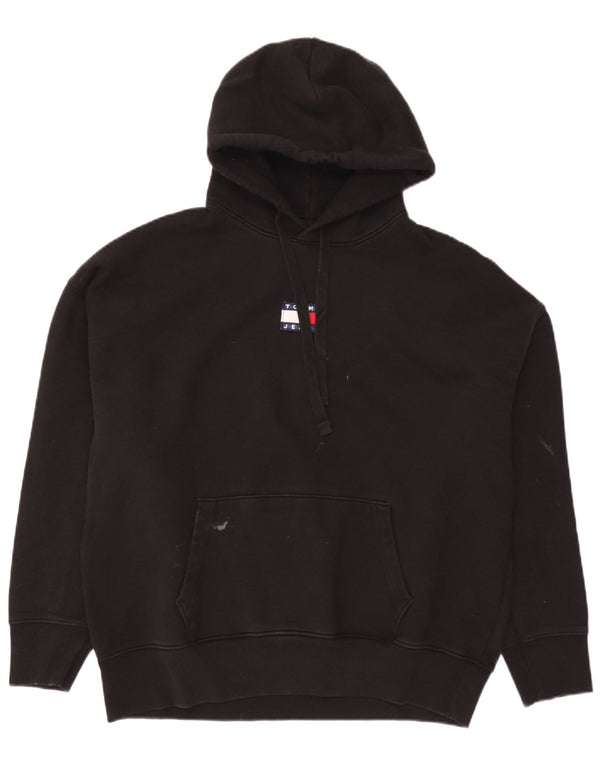 Tommy Hilfiger Mens Loose Fit Hoodie Jumper Large Black Cotton