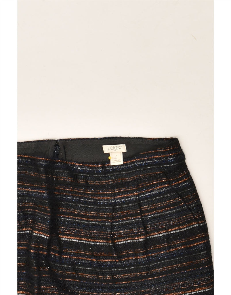 J. CREW Womens Mini Skirt US 6 Medium W30 Black Striped Polyester | Vintage J. Crew | Thrift | Second-Hand J. Crew | Used Clothing | Messina Hembry 