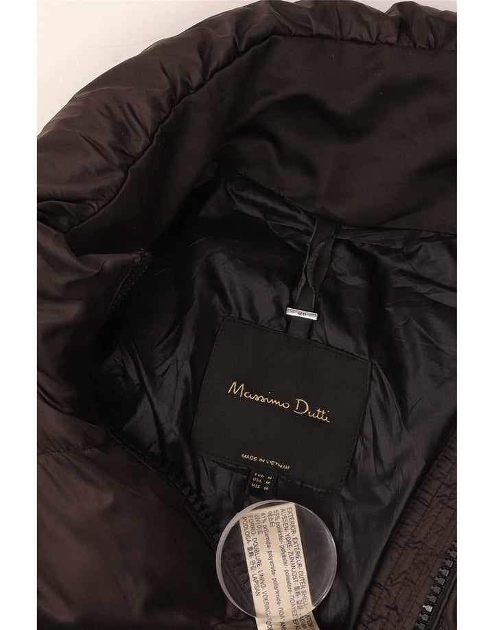 Massimo Dutti Womens Padded Coat UK 14 Medium Brown Polyester