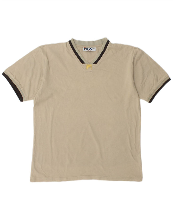 FILA Mens T-Shirt Top Small Beige Cotton