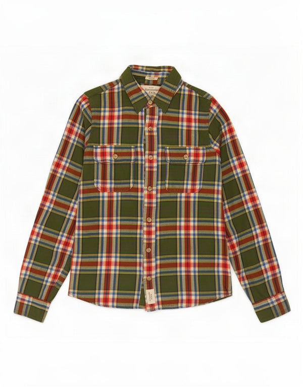 Abercrombie & Fitch Mens Muscle Flannel Shirt Medium Green Plaid Cotton