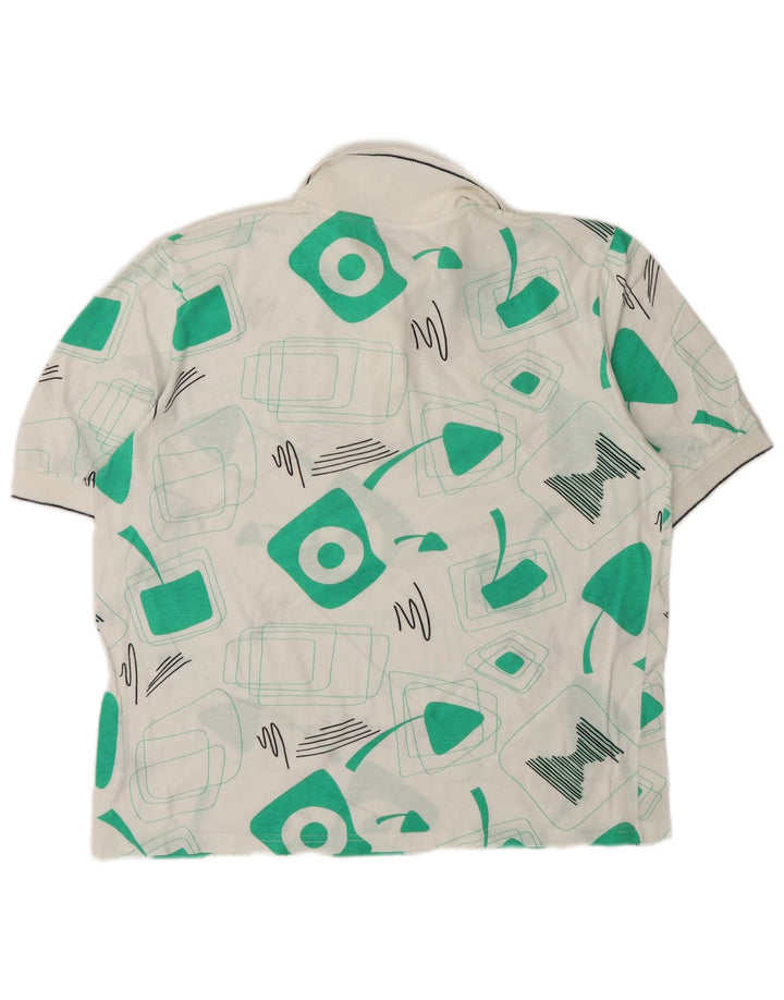 Cagi Womens Oversized Polo Shirt US 4 Small White Geometric