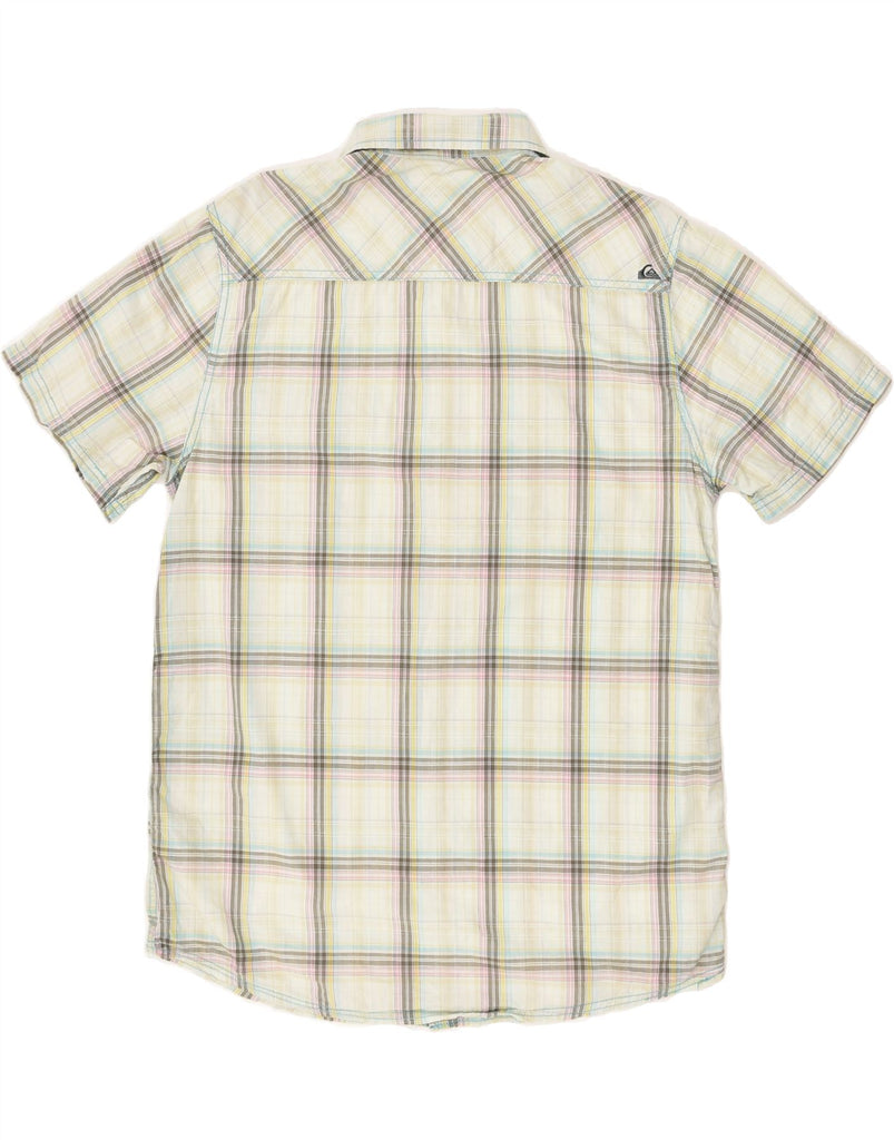 QUIKSILVER Mens Short Sleeve Shirt Large Beige Check Cotton | Vintage Quiksilver | Thrift | Second-Hand Quiksilver | Used Clothing | Messina Hembry 