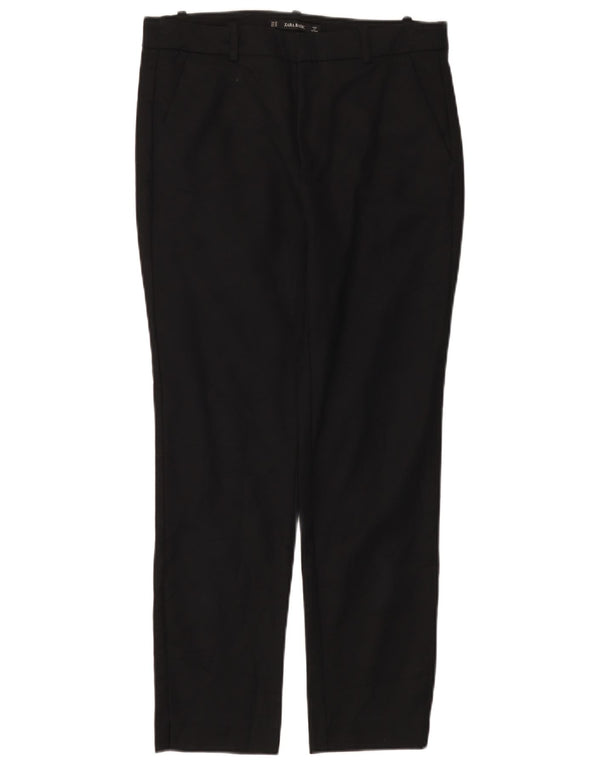 Zara Womens Straight Casual Trousers EU 38 Small W28 L26 Black Cotton