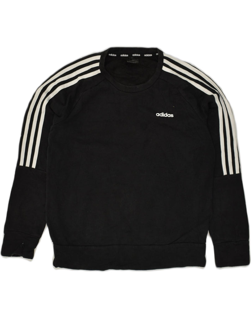 ADIDAS Womens Sweatshirt Jumper UK 14 Medium Black Cotton | Vintage Adidas | Thrift | Second-Hand Adidas | Used Clothing | Messina Hembry 