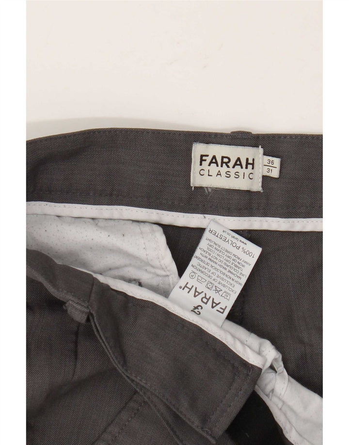 Farah Mens Classic Straight Chino Trousers W36 L31 Grey Polyester