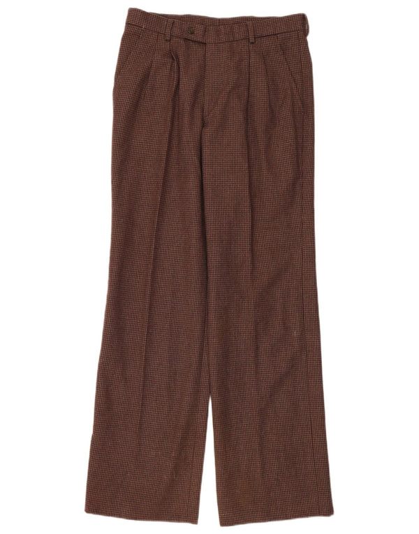 Master Mens Wide Leg Suit Trousers IT 48 Medium W30 L32 Brown Houndstooth