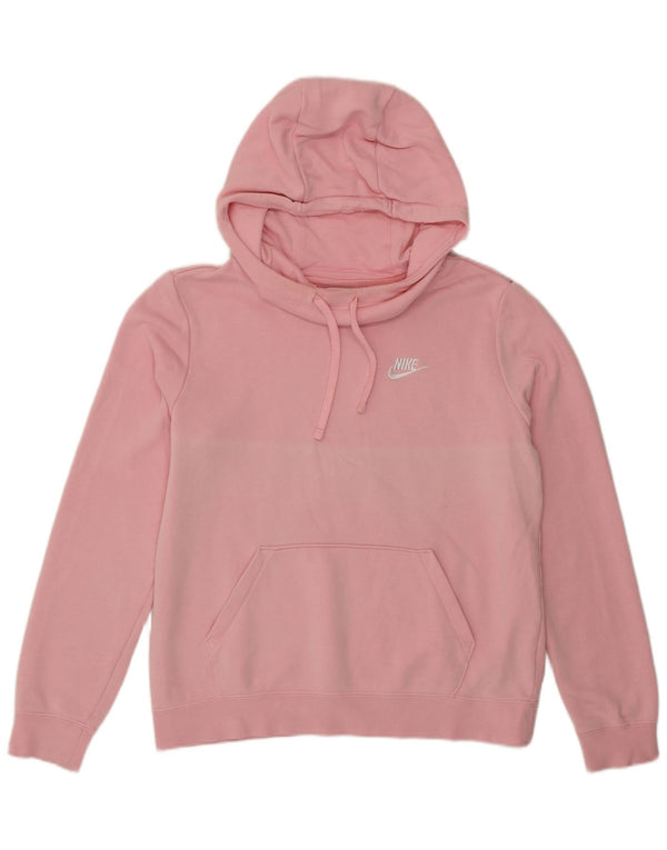 Nike Womens Oversized Hoodie Jumper UK 10 Small Pink Cotton