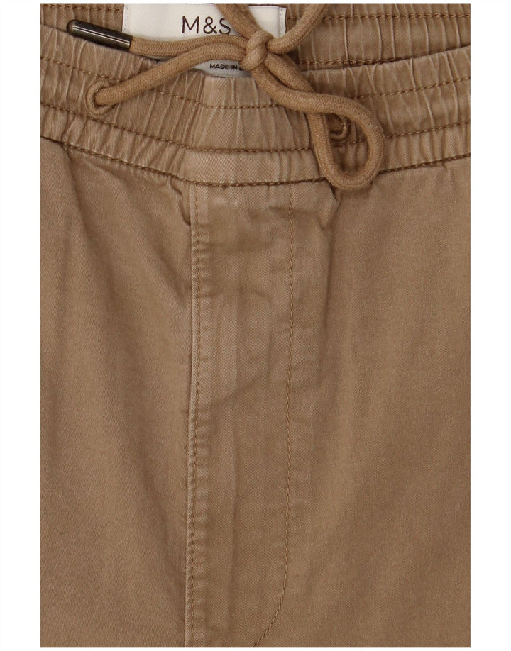 Marks & Spencer Mens Regular Fit Straight Chino Trousers Small Brown Cotton