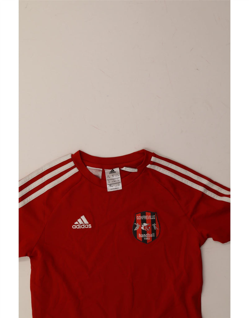ADIDAS Boys Gonfreville Hanball Graphic T-Shirt Top 11-12 Years Red Vintage Adidas and Second-Hand Adidas from Messina Hembry 