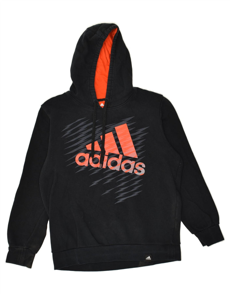 ADIDAS Mens Graphic Hoodie Jumper Medium Black Cotton | Vintage Adidas | Thrift | Second-Hand Adidas | Used Clothing | Messina Hembry 