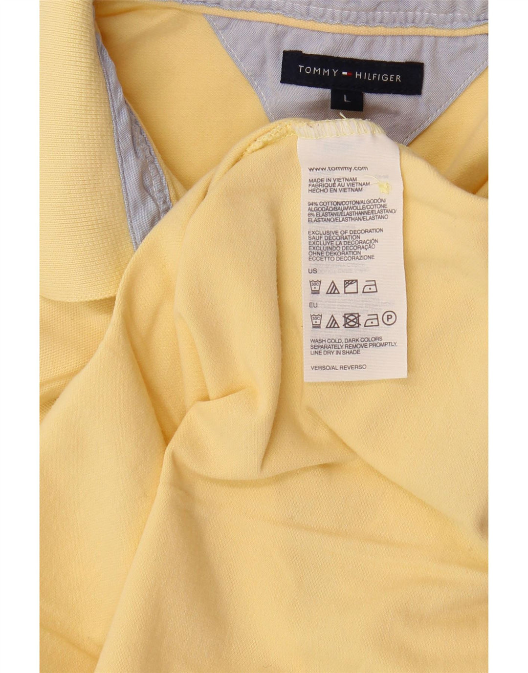 TOMMY HILFIGER Womens Polo Shirt UK 14 Large Yellow Cotton
