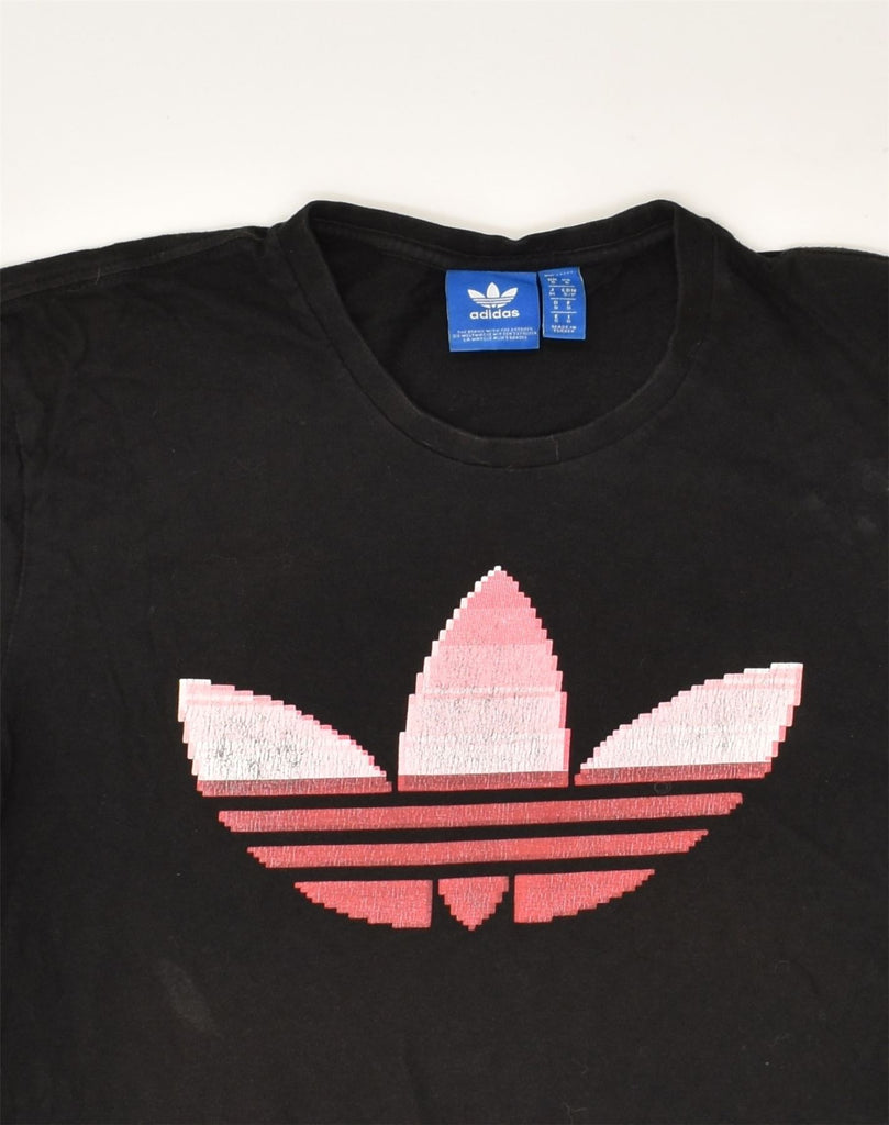 ADIDAS Womens Graphic T-Shirt Top UK 10 Small Black Cotton | Vintage Adidas | Thrift | Second-Hand Adidas | Used Clothing | Messina Hembry 