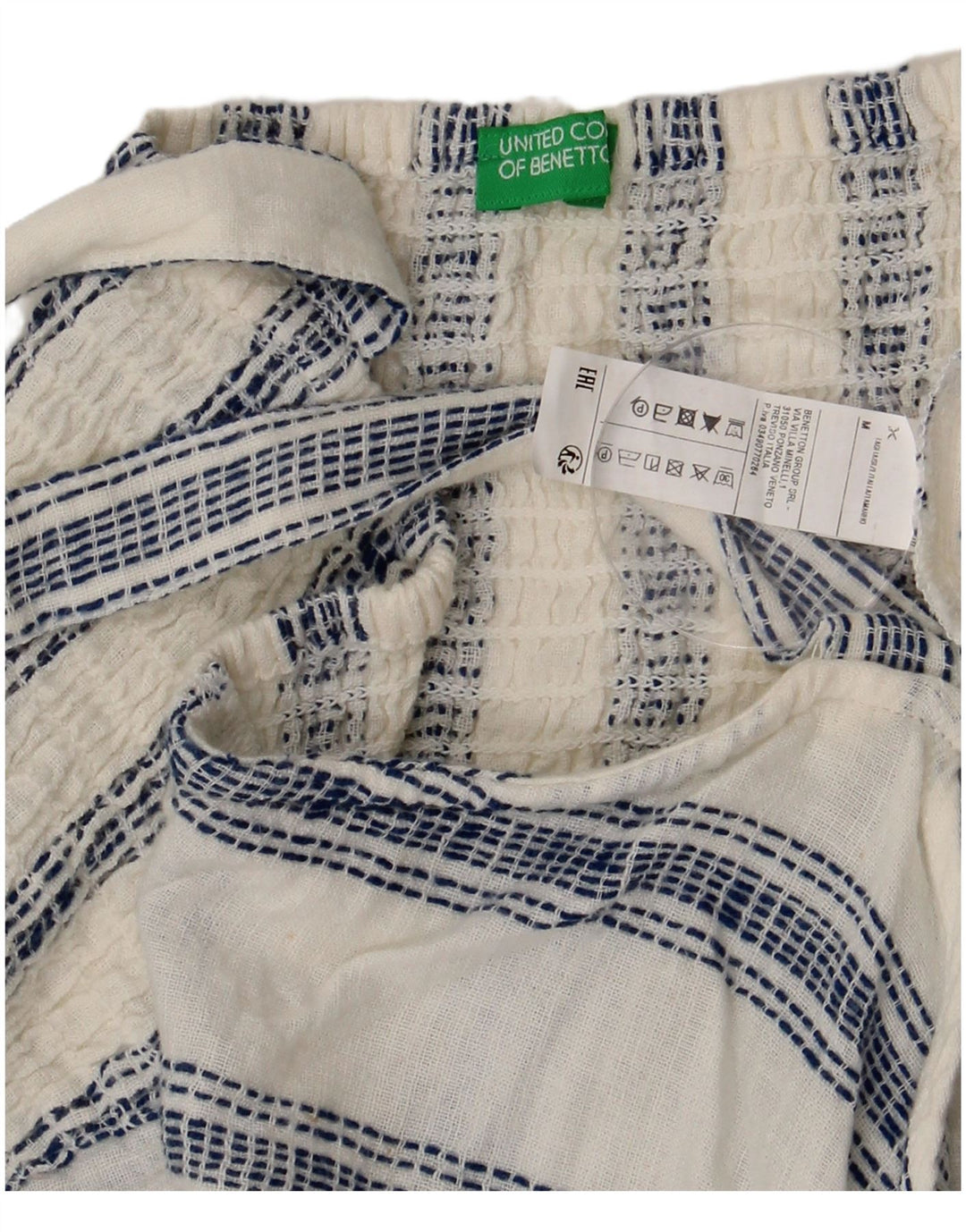 Benetton Womens Corset Top UK 12 Medium White Striped Cotton