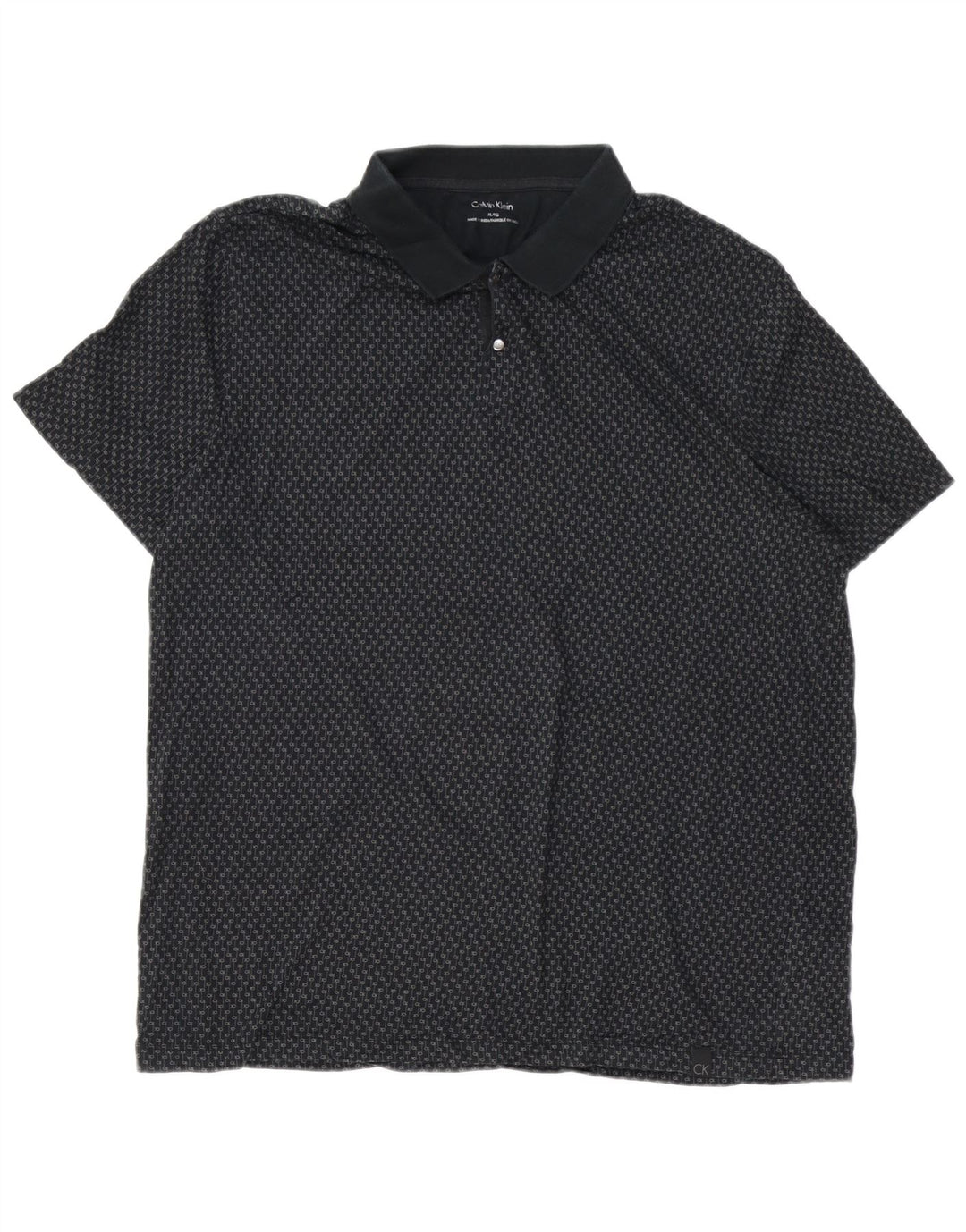 CALVIN KLEIN Mens Graphic Polo Shirt XL Black Cotton