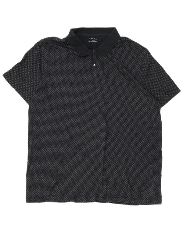 CALVIN KLEIN Mens Graphic Polo Shirt XL Black Cotton
