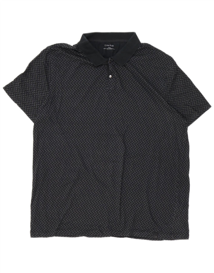 CALVIN KLEIN Mens Graphic Polo Shirt XL Black Cotton
