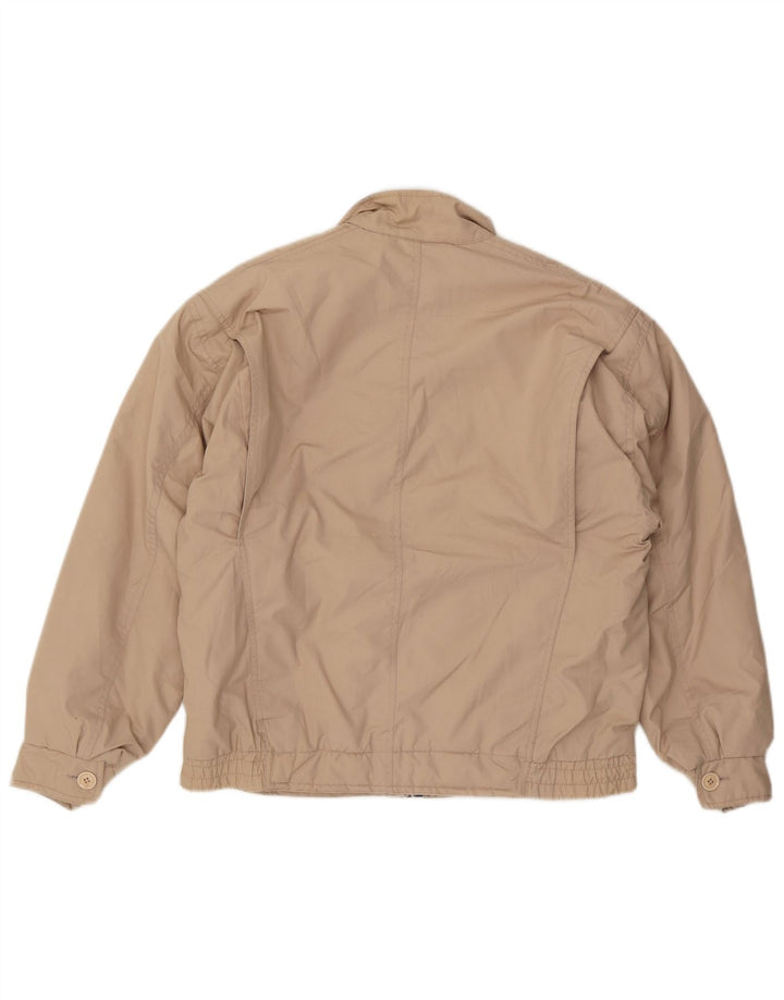 LONDON FOG Mens Hooded Bomber Jacket UK 38 Medium Beige Polyester