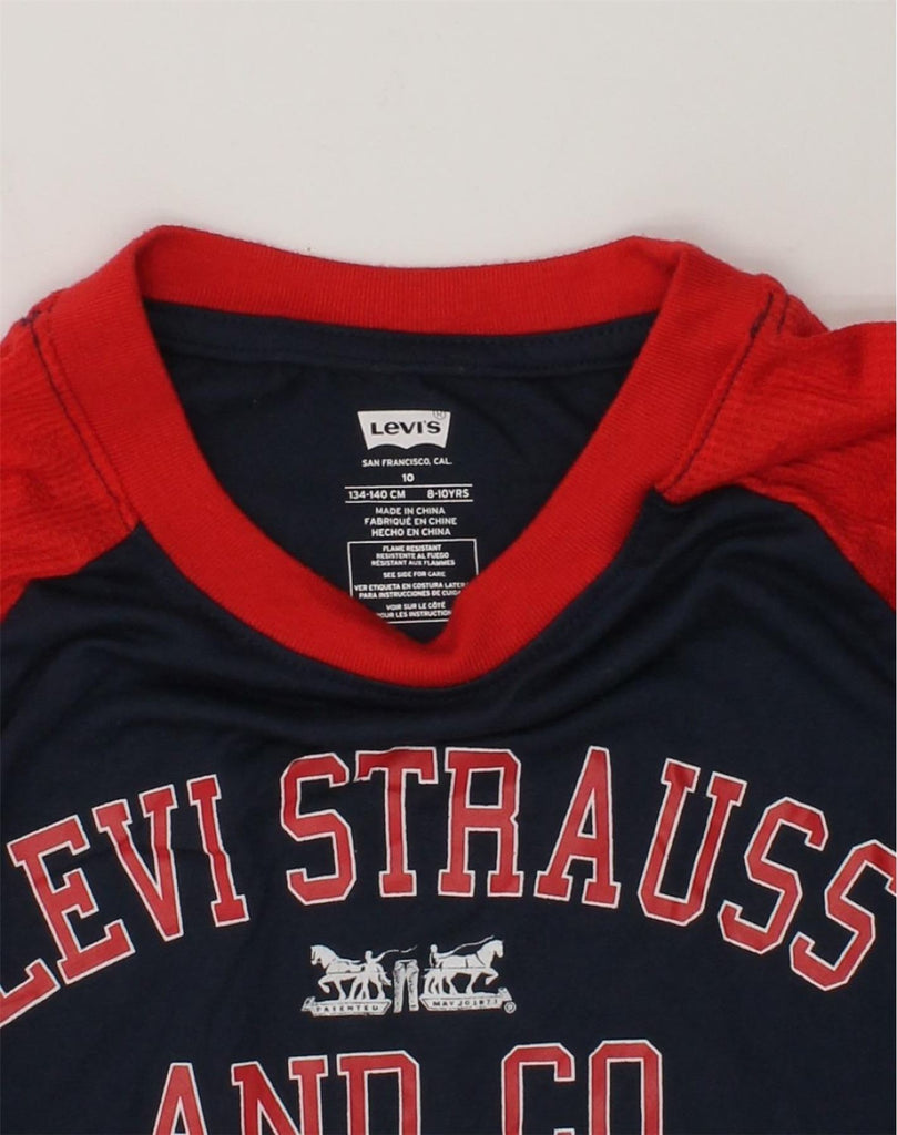 LEVI'S Boys Graphic Top Long Sleeve 8-9 Years Navy Blue Colourblock | Vintage Levi's | Thrift | Second-Hand Levi's | Used Clothing | Messina Hembry 