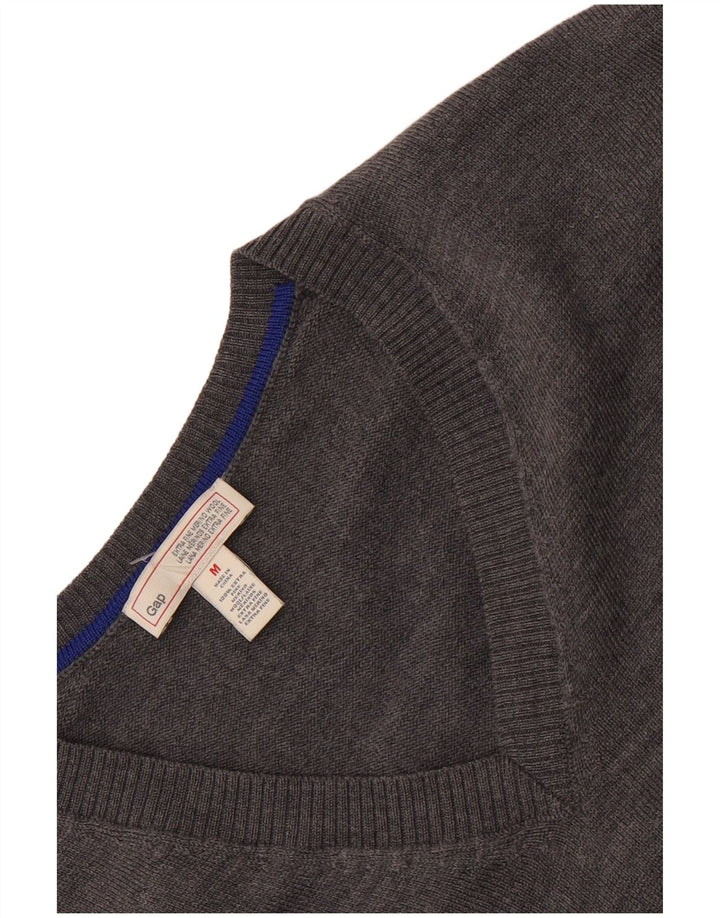 Gap Mens V-Neck Jumper Sweater Medium Grey Flecked Merino Wool