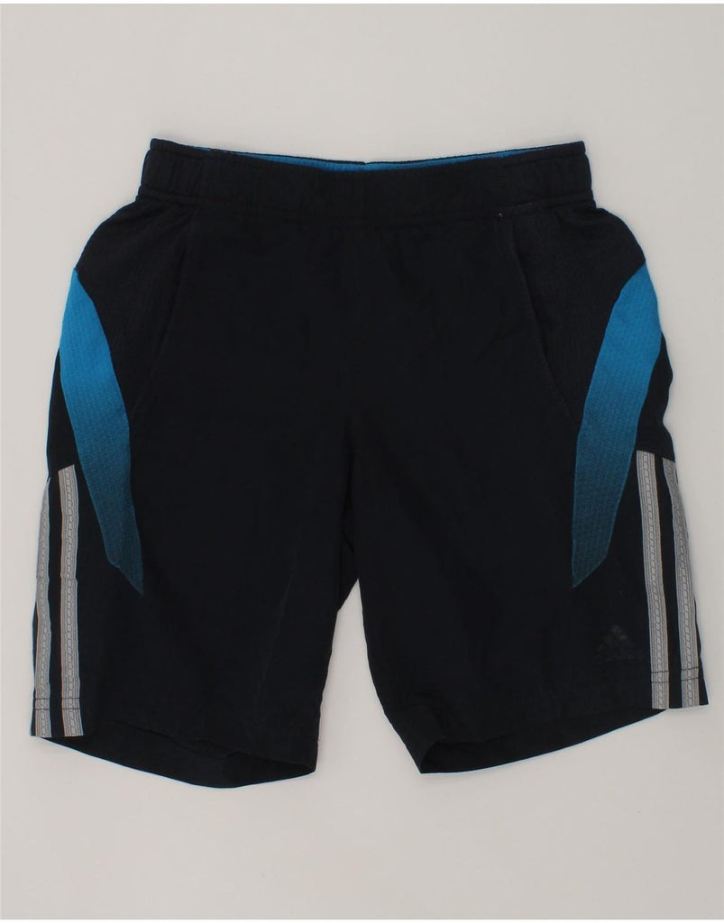 ADIDAS Boys Sport Shorts 7-8 Years Navy Blue Colourblock Polyester | Vintage Adidas | Thrift | Second-Hand Adidas | Used Clothing | Messina Hembry 