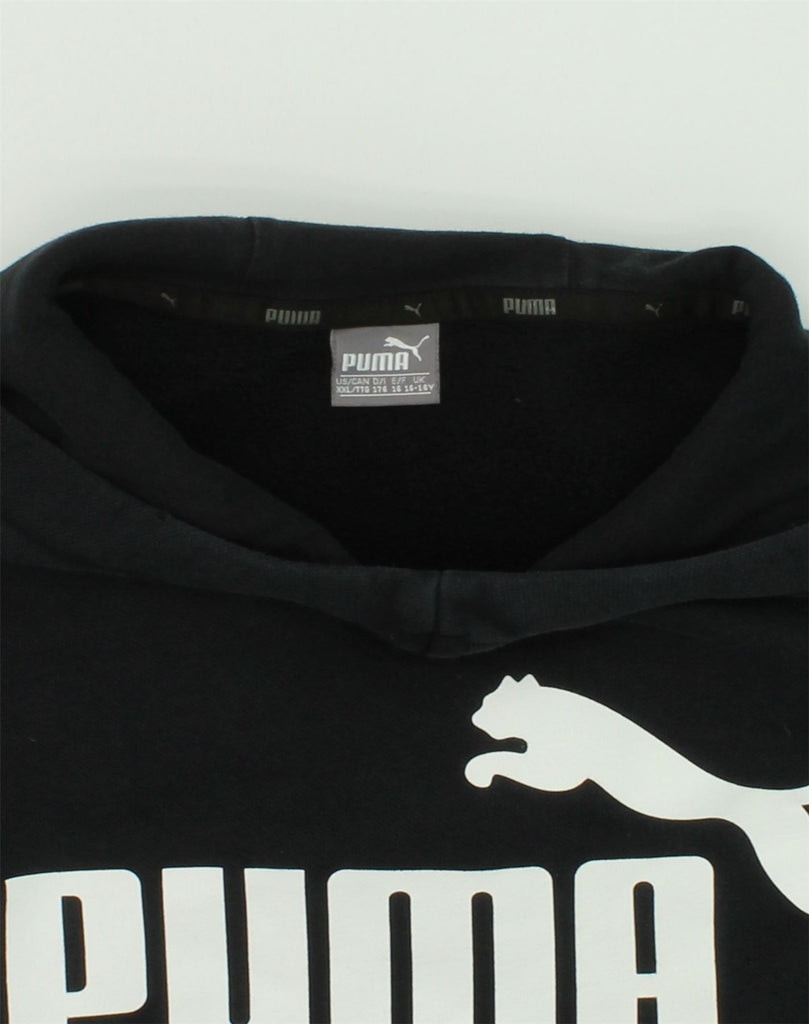 PUMA Boys Graphic Hoodie Jumper 15-16 Years Black Cotton | Vintage Puma | Thrift | Second-Hand Puma | Used Clothing | Messina Hembry 