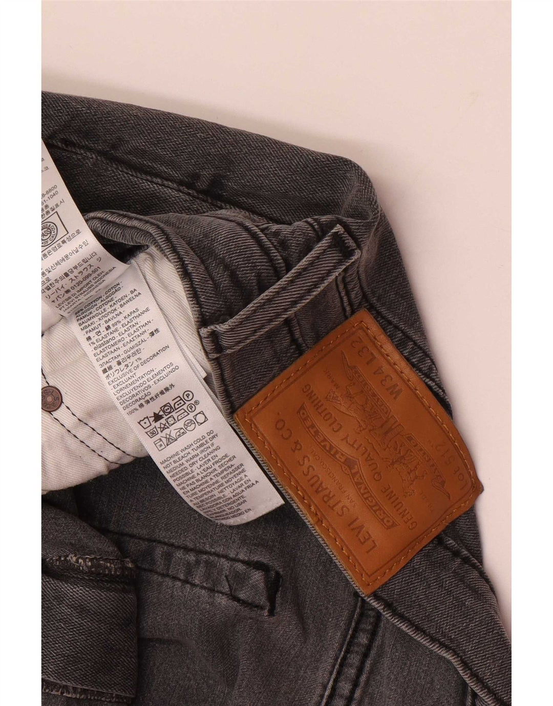 Levi's Mens 512 Slim Tapered Jeans W34 L32 Grey Cotton