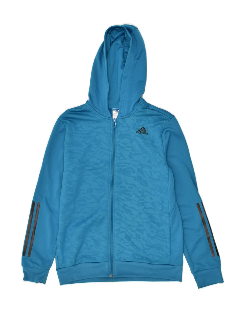 ADIDAS Girls Climalite Zip Hoodie Sweater 13-14 Years Blue Polyester | Vintage Adidas | Thrift | Second-Hand Adidas | Used Clothing | Messina Hembry 