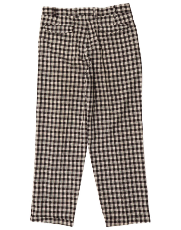 Ciao Mens Pegged Chino Trousers IT 52 XL W34 L31 Black Gingham Polyester