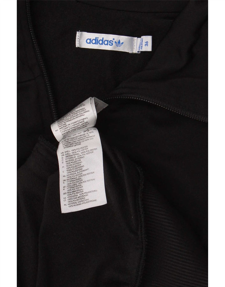 Adidas Womens Graphic Tracksuit Top Jacket EU 36 Small Black Polyester