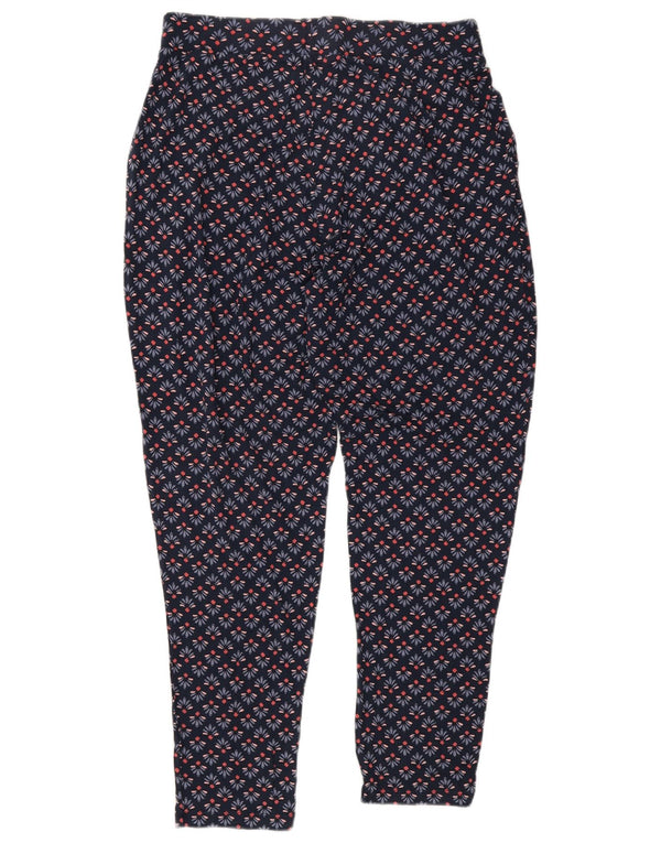Marks & Spencer Womens Slim Trousers UK 12 Medium W30 L30 Navy Blue Floral