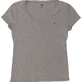 TOMMY HILFIGER Womens T-Shirt Top UK 12 Medium Grey