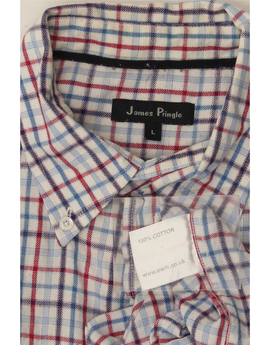 JAMES PRINGLE Mens Flannel Shirt Large Blue Check Cotton