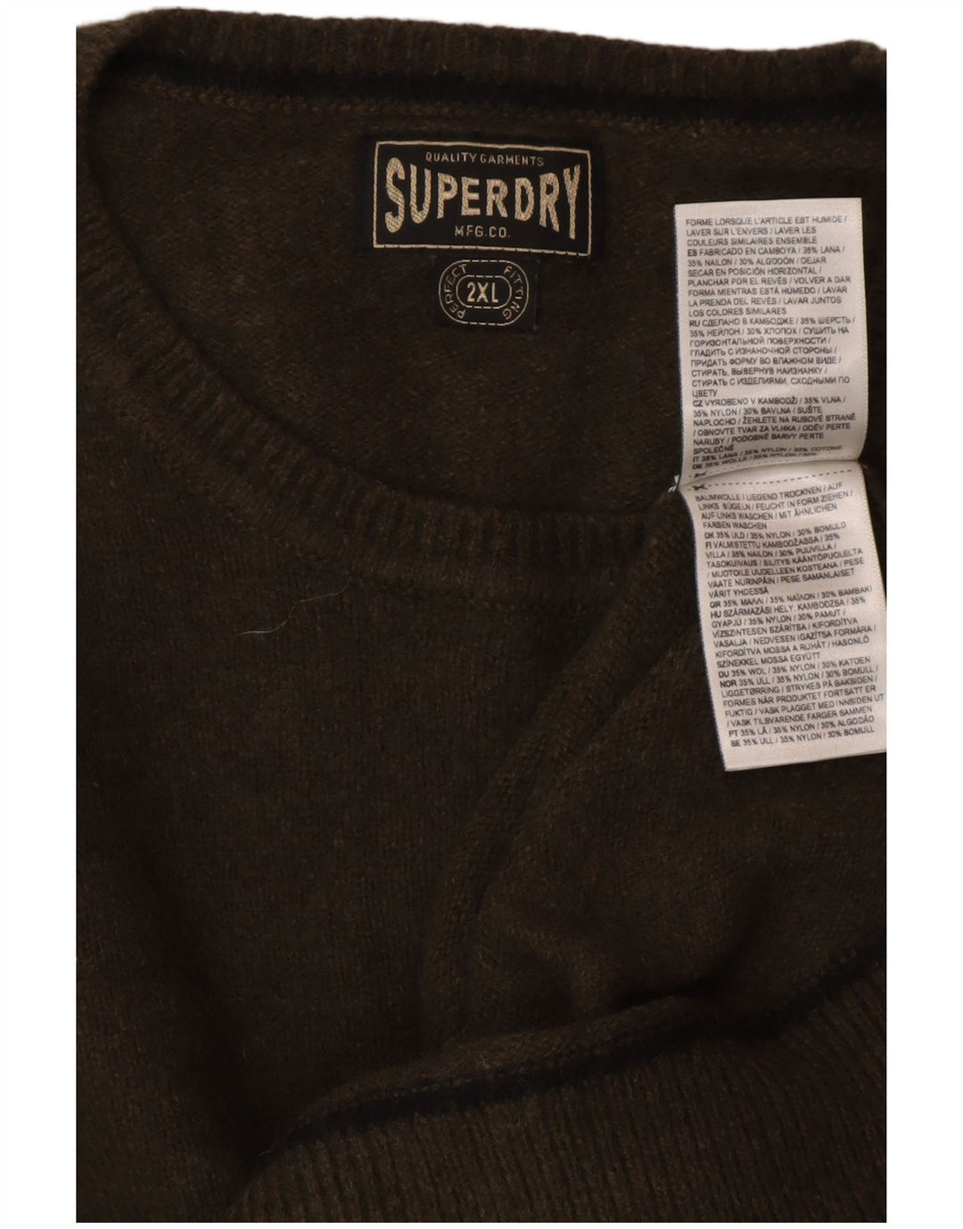 SUPERDRY Womens Crew Neck Jumper Sweater UK 20 2XL Green Wool