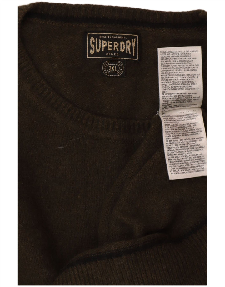 SUPERDRY Womens Crew Neck Jumper Sweater UK 20 2XL Green Wool