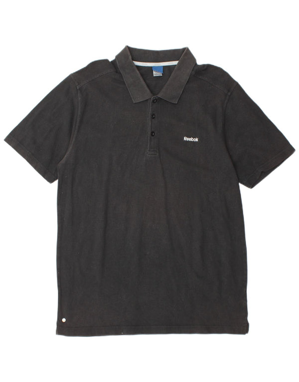 REEBOK Mens Polo Shirt Large Black Cotton