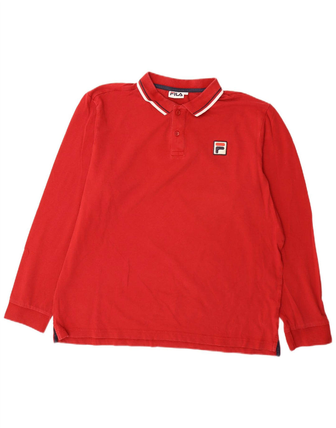 Fila Mens Long Sleeve Polo Shirt 2XL Red Striped