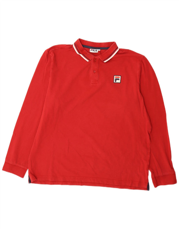 Fila Mens Long Sleeve Polo Shirt 2XL Red Striped