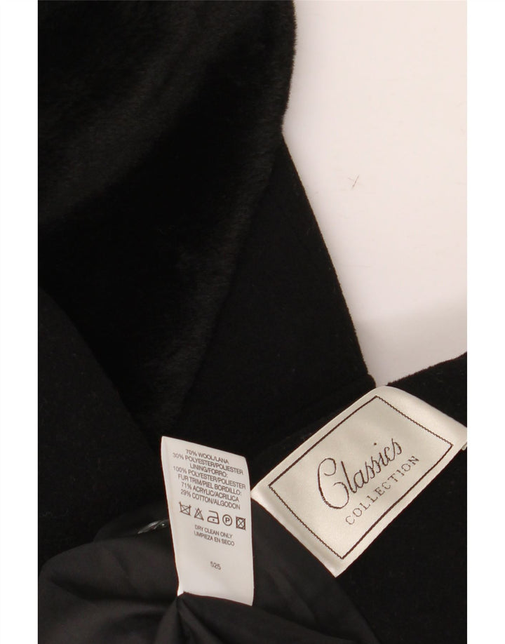 St. Bernard Womens Double Breasted Coat UK 14 Large Black Wool