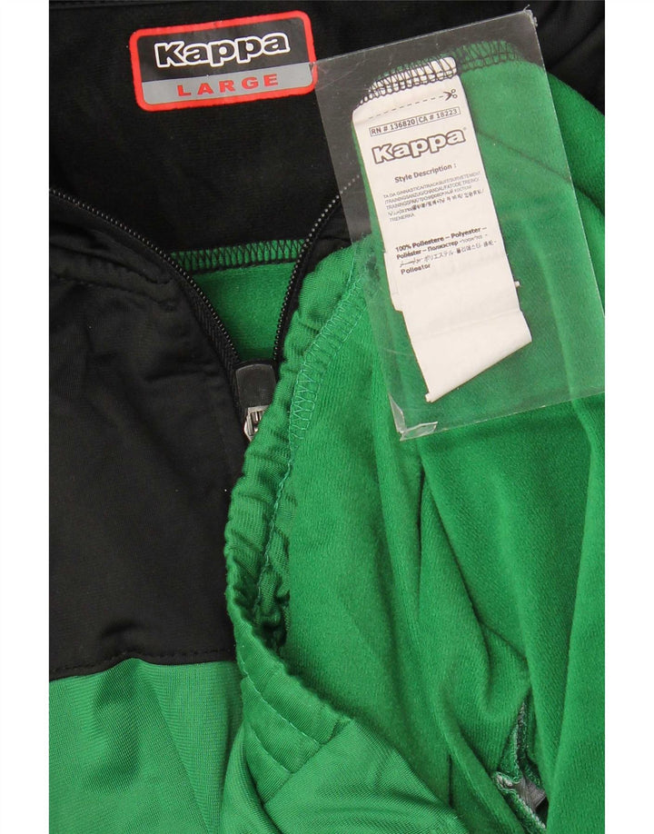 Kappa Mens Graphic Tracksuit Top Jacket Large Green Colourblock Polyester