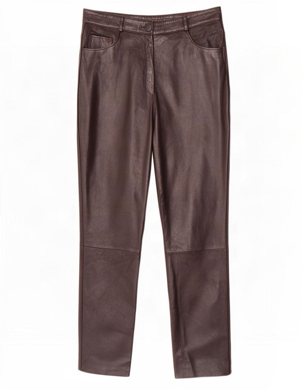 Marks & Spencer Womens Straight Trousers UK 14 Large W30 L30 Brown