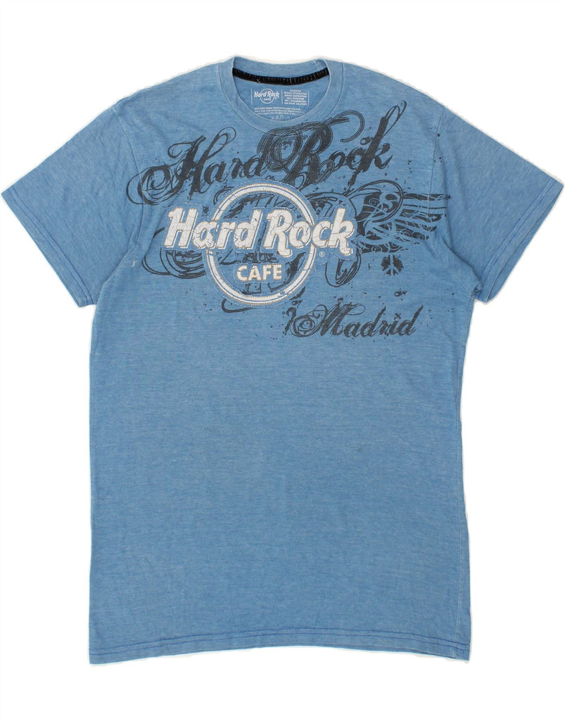 HARD ROCK CAFE Mens Madrid Graphic T-Shirt Top Medium Blue Cotton | Vintage Hard Rock Cafe | Thrift | Second-Hand Hard Rock Cafe | Used Clothing | Messina Hembry 