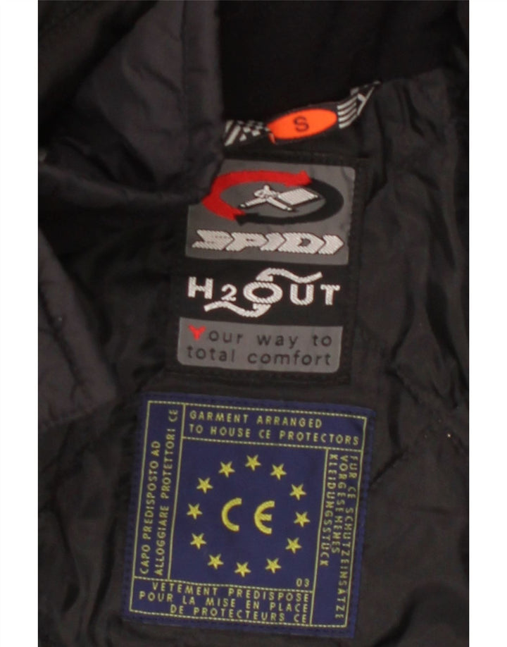 SPIDI Mens Biker Jacket UK 36 Small Black Colourblock Polyester