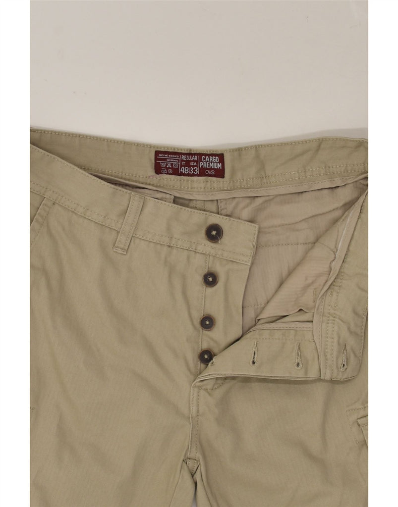 OVS Mens Cargo Shorts IT 48 Medium W33 Beige Cotton | Vintage OVS | Thrift | Second-Hand OVS | Used Clothing | Messina Hembry 