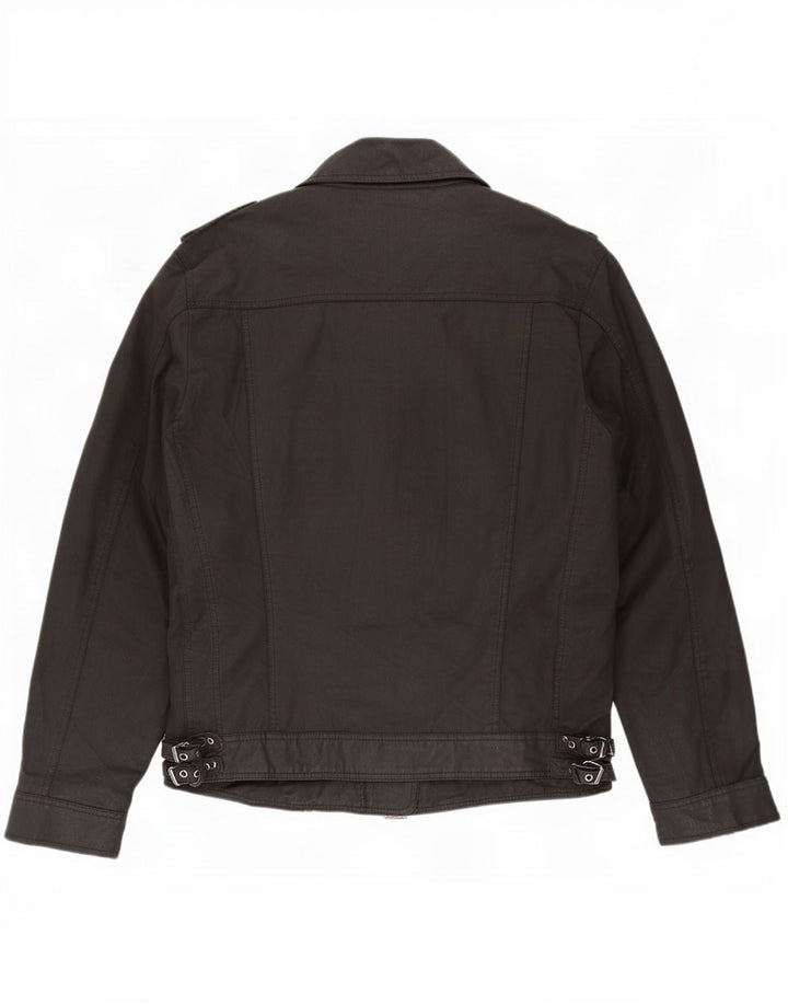 CLOCK HOUSE Mens Biker Jacket UK 42 XL Black Cotton