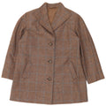 Vintage Womens 3 Button Blazer Jacket UK 14 Large Brown Check